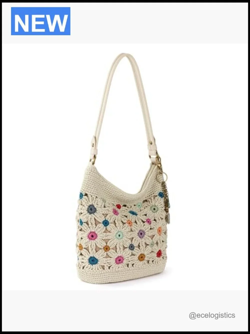Large Hand Crochet Hobo Bag with Zipper Pocket